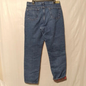 LL Bean Red Plaid Lined Denim Jeans Vintage